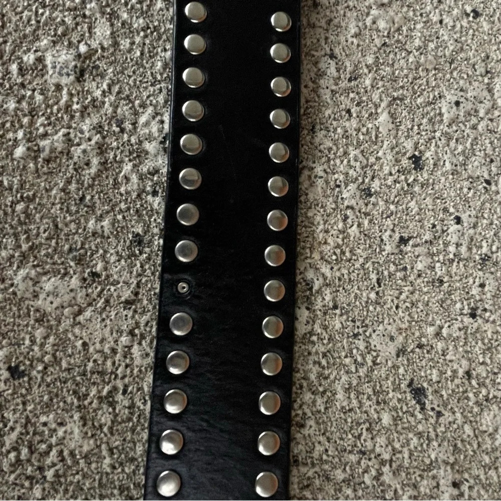 Harley-Davidson Black Leather Belt with Silver Studded Buckle Sz 36